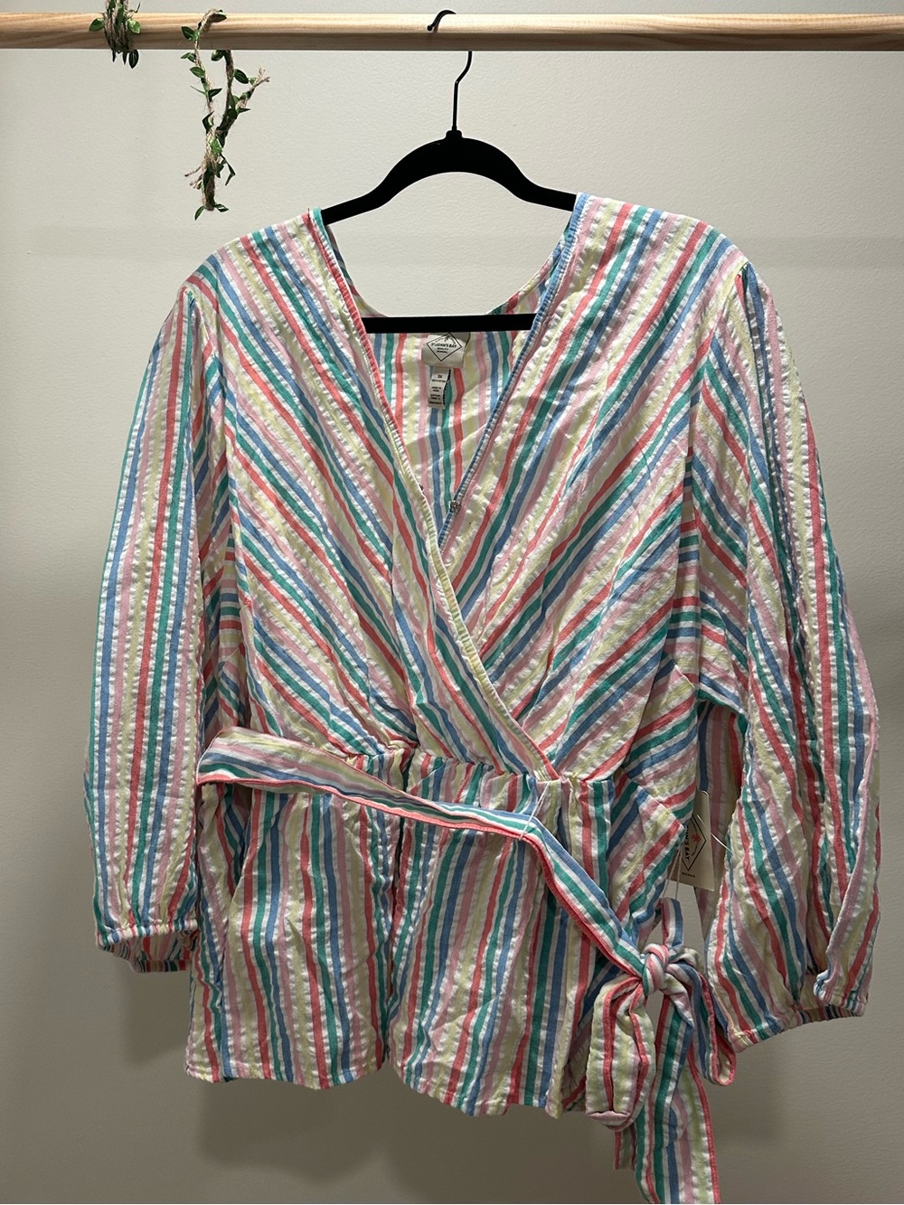 St. John's Bay Multicolor Striped Wrap Blouse